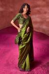 Buy Punit Balana Green Organza Silk Resham And Mirror Scoop Border Embroidered Saree With Blouse at Aza Fashions Buy_Punit Balana_Green Organza Silk Resham And Mirror Scoop Border Embroidered Saree With Blouse _at_Aza_Fashions