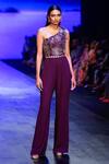Buy_Nachiket Barve_Maroon Bodice Organza And Bottom Georgette Lining Galaxy Jumpsuit  _at_Aza_Fashions