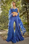 Buy_Cherie D_Blue Tulle And Silk Embroidery Kunwarani Corset Top & Sharara Set _at_Aza_Fashions