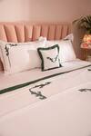 Buy_La Paloma_White 100% Cotton Embroidered Placement Bedsheet Set _at_Aza_Fashions