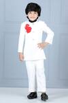 Buy_The little celebs_Cream Silk Embroidered Thread Bandhgala Coat And Pant Set _at_Aza_Fashions