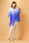 Shop_Label Ivish_Blue V-neck Ombre Cutdana Embroidered Kaftan Set _Online_at_Aza_Fashions