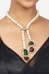 Buy_Joules by Radhika_Green Pearls Handcrafted Tassel Necklace_at_Aza_Fashions