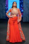 Buy_Bhumika Sharma_Red Net Embroidery Ambi Jaal Jacket Open And Sharara Set _at_Aza_Fashions