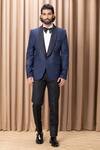 Buy_Ankit V Kapoor_Blue Suiting Hand Embroidered Tuxedo And Pant Set _at_Aza_Fashions