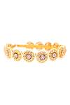 Buy_Foot Fuel_Gold Beads, Pearls Wafa Floral Kundan Enamelled Hairband _at_Aza_Fashions