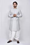 Buy_Arihant Rai Sinha_Grey Kurta Art Silk Solid With Dhoti Pant _at_Aza_Fashions