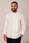 Buy_Pallavi Kandoi_White 50% Cotton Plain Side Pleated Casual Shirt For Men_at_Aza_Fashions