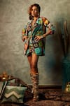Buy_Esha L Amin_Multi Color Modal Embroidery Big Tile Print Shorts _at_Aza_Fashions