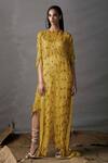 Buy_AK-OK_Yellow Chiffon Embellished Sequin Embroidered With Top Skirt Set  _at_Aza_Fashions