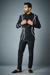 Buy_Gargee Designers_Black Jacket Wool And Pant  Embroidery Wave Tuxedo Set _at_Aza_Fashions