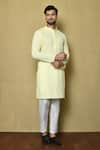 Buy_Aryavir Malhotra_Yellow Cotton Chikankari Embroidered Thread Full Sleeve Kurta And Pant Set _at_Aza_Fashions