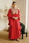 Buy_Nehha Nhata_Red Chanderi, Organza Embroidery Bandeau Neck Silk Yoke Anarkali With Dupatta _at_Aza_Fashions