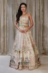 Buy_Archana Kochhar_Green Blouse And Lehenga Raw Silk Digital Peacock Bridal Set _at_Aza_Fashions