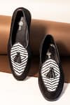 Buy_THE FROU FROU STUDIO_Black Suede Finish Vegan Leather Palatine Argyle Tasselled Loafers _at_Aza_Fashions