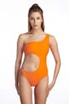 Buy_Kai Resortwear_Orange One Shoulder Sunset Siren Swimsuit  _at_Aza_Fashions