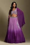 Buy_Two Sisters By Gyans_Purple Lehenga Georgette Embroidered Sequin And Cut Dana Ombre & Blouse Set _at_Aza_Fashions