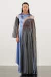 Buy_Akhl_Multi Color Textured Satin (90% Polyester 10% Elastane)+ Angular Arc Gown _at_Aza_Fashions