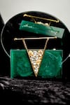 Buy_NR By Nidhi Rathi_Green Embellished Stone Work Rectangular Resin Clutch Bag_at_Aza_Fashions