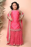 Buy_Priyanka Jain_Fuchsia Cotton, Georgette, Net Embroidery, Sequins, Chevron Sharara Kurta Set _at_Aza_Fashions