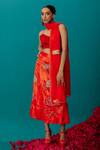 Buy_Latha Puttanna_Orange Organza Embroidered Tiger Silk Dupatta _at_Aza_Fashions