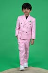 Buy_LITTLE BOYS CLOSET_Pink Suiting Plain Double Breasted Blazer Set _at_Aza_Fashions