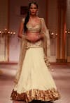 Buy_Preeti S Kapoor_White Silk Dupatta Net Embroidered Gota Work Sweetheart Neck Lehenga Set _at_Aza_Fashions