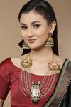 Shop_Dugran By Dugristyle_Gold Plated Pearls Bead Drop Layered Jhumkis _at_Aza_Fashions