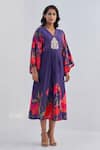 Buy_Archana Shah_Purple Silk Embroidery Pomegranate V Neck Conte Kimono Tunic _at_Aza_Fashions