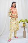 Buy_Shachi Sood_Yellow Dupion Silk, Butter Crepe Resham Hand Embroidered Kurta With Pant  _at_Aza_Fashions