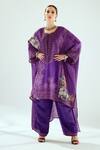 Buy_Rajdeep Ranawat_Purple Silk Printed Geometric Round Hibika Kaftan Tunic _at_Aza_Fashions