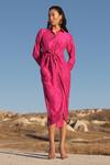 Buy_Twinkle Hanspal_Fuchsia Pure Silk Opal Layered Shirt Dress_at_Aza_Fashions
