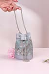 Buy_The Leather Garden_Green Leather Embroidered Mini Bucket Bag _at_Aza_Fashions