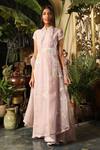Buy_Sahil Kochhar_Purple Organza Net Embroidery Abstract Mandarin Collar Tabassum Gown  _at_Aza_Fashions
