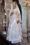 Buy_Kritika Dawar_Ivory Lehenga And Blouse Chikankari Georgette Embroidery Mukaish V Bridal Set _at_Aza_Fashions