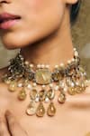 Buy_Tarun Tahiliani_Gold Plated Fresh Water Pearls Routile Embellished Choker _at_Aza_Fashions