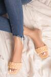 Buy_Myra_Yellow Plain Lemon Leather Twisted Braid Flats_at_Aza_Fashions