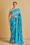 Buy_Osaa by Adarsh_Green Mulberry Silk Hand Embroidery Flower Vine Saree With Blouse _at_Aza_Fashions