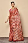 Buy_Nazaakat by Samara Singh_Multi Color Saree Banarasi Cotton Silk Woven Geometric _at_Aza_Fashions