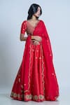 Buy_Nautanky_Red Blouse And Lehenga Raw Silk Dupatta Organza Embroidery Floral Bridal Set _at_Aza_Fashions