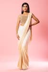 Buy_Quench A Thirst_Ivory Crepe Silk Embroidery Sequin Scoop Ombre Pre-stitched Saree With Blouse _at_Aza_Fashions