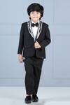 Buy_The Little Celebs_Black Crepe, Satin Solid Tuxedo Set _at_Aza_Fashions