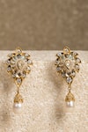 Buy_Tarun Tahiliani_Ivory Fresh Water Pearls Rock Crystal Long Earrings _at_Aza_Fashions