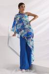 Buy_Smriti by Anju Agarwal_Blue Crepe Abstract Pattern One Light Between The Ocean Top And Pant Set _at_Aza_Fashions