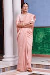 Buy_Dressfolk_Peach Silk Woven Stripe Dilkhush Pattern Saree  _at_Aza_Fashions