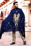 Buy_Dusala_Blue Embroidered Gemini Sequin Pipe Shawl_at_Aza_Fashions