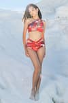 Buy_Tizzi_Red Wonder Fabric 80% Printed Floral One Shoulder Bikini Set _at_Aza_Fashions