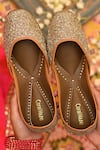 Buy_Coral Haze_Gold Sequin And Bead Work Zuri Embroidered Juttis _at_Aza_Fashions