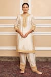 Buy Sheetal Batra Ivory Dupatta Organza, Kurta Pure Chanderi, Embroidered Set at Aza Fashions Buy_Sheetal Batra_Ivory Dupatta Organza, Kurta Pure Chanderi, Embroidered Set_at_Aza_Fashions