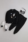 Buy_Knitting Doodles_Black Fleece Printed Space Jacket And Joggers Set  _at_Aza_Fashions